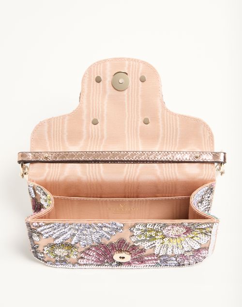 Valentino Garavani - Valentino Garavani Locò Small Embroidered Shoulder Bag With Jewel Logo - Multicolour - Woman - Shoulder Bags